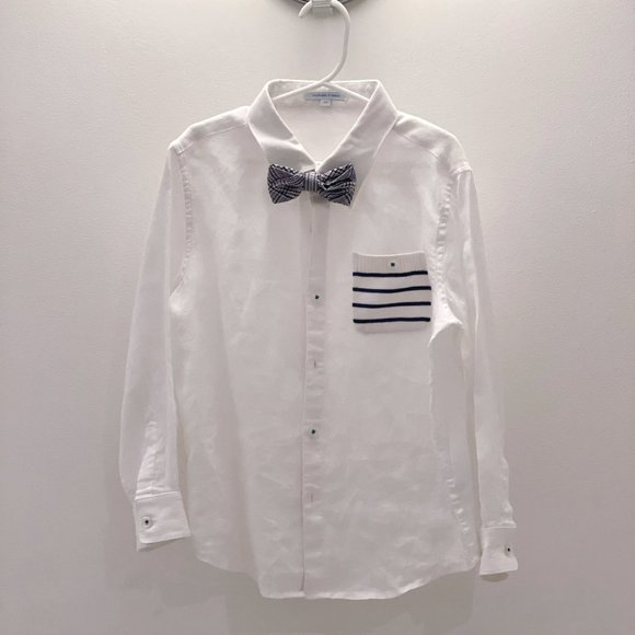 Nicolas & Bears Classics White Cotton Shirt with Bow Tie - Picture 1 of 3
